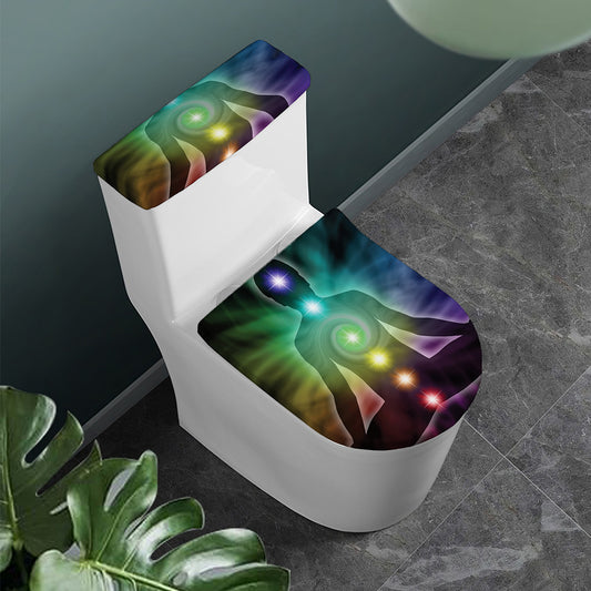 Colorful Chakras Aura Print Toilet Lid And Tank Cover Set
