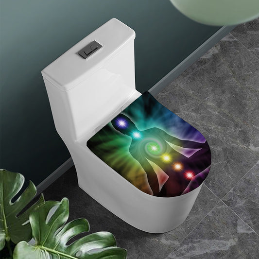 Colorful Chakras Aura Print Toilet Lid Cover