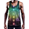 Colorful Chakras Aura Print Men's Workout Tank Top