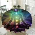 Colorful Chakras Aura Print Waterproof Round Tablecloth