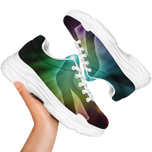 Colorful Chakras Aura Print White Chunky Shoes