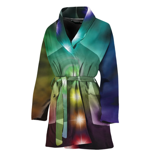 Colorful Chakras Aura Print Women's Bathrobe