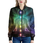 Colorful Chakras Aura Print Women's Bomber Jacket