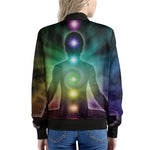 Colorful Chakras Aura Print Women's Bomber Jacket