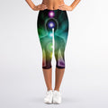 Colorful Chakras Aura Print Women's Capri Leggings
