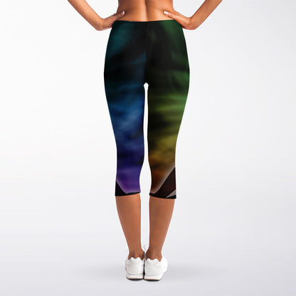 Colorful Chakras Aura Print Women's Capri Leggings
