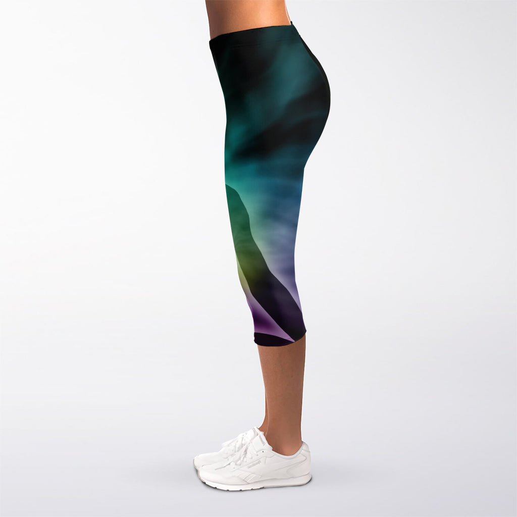 Colorful Chakras Aura Print Women's Capri Leggings