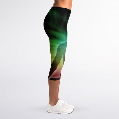 Colorful Chakras Aura Print Women's Capri Leggings