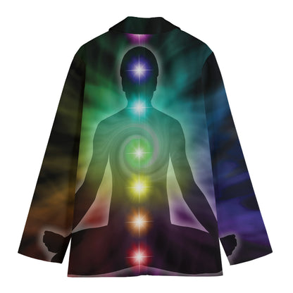 Colorful Chakras Aura Print Women's Cotton Blazer