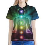 Colorful Chakras Aura Print Women's Polo Shirt