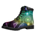 Colorful Chakras Aura Print Padded Collar Lace Up Boots