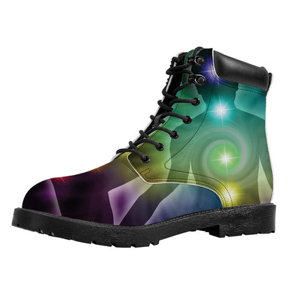 Colorful Chakras Aura Print Work Boots