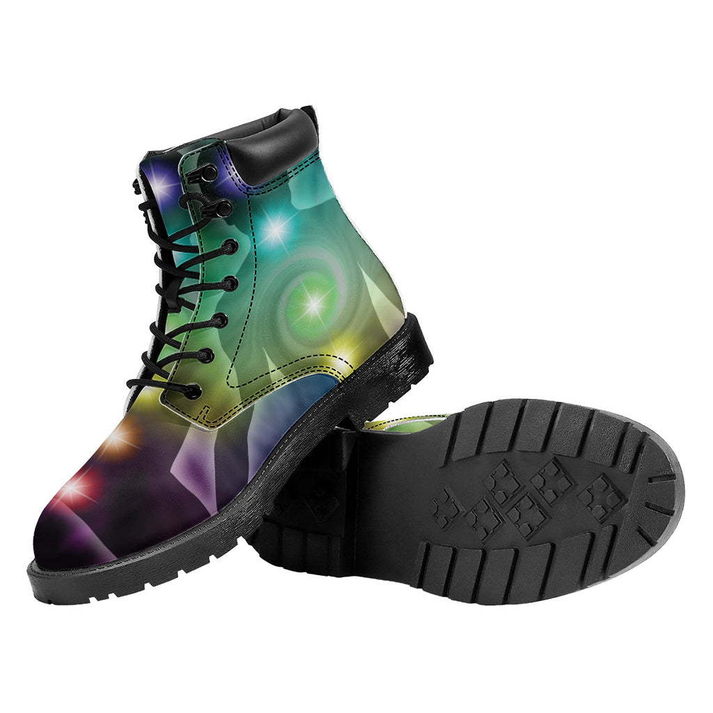 Colorful Chakras Aura Print Work Boots
