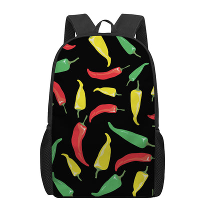 Colorful Chili Peppers Pattern Print 17 Inch Backpack