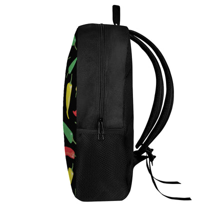 Colorful Chili Peppers Pattern Print 17 Inch Backpack