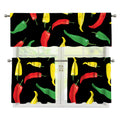 Colorful Chili Peppers Pattern Print 3 Piece Kitchen Curtains