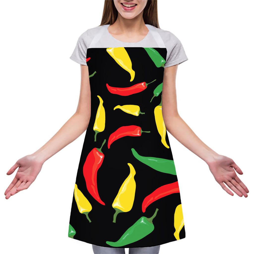 Colorful Chili Peppers Pattern Print Adjustable Apron