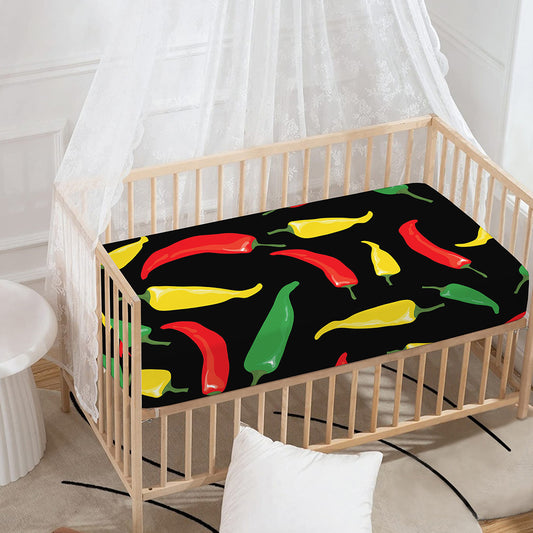 Colorful Chili Peppers Pattern Print Baby Crib Sheet