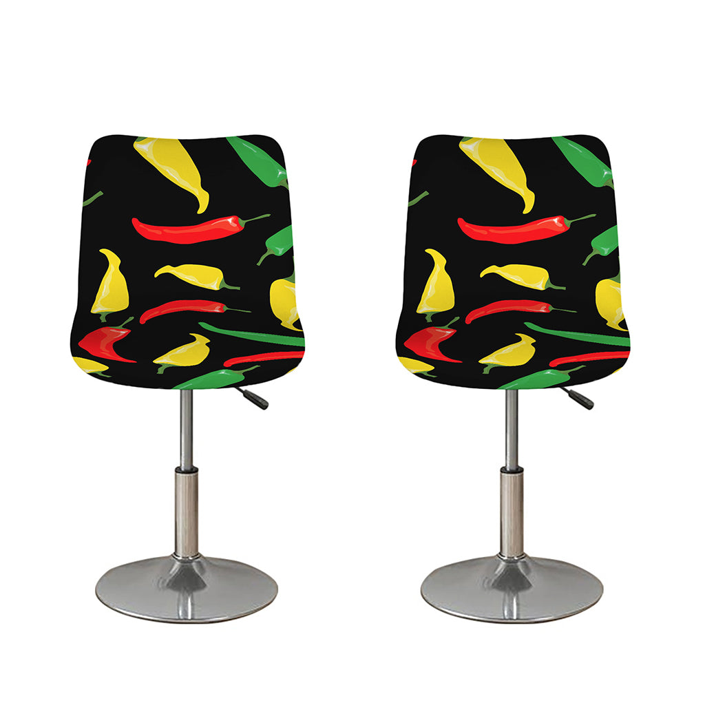 Colorful Chili Peppers Pattern Print Bar Stool Covers