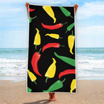 Colorful Chili Peppers Pattern Print Beach Towel