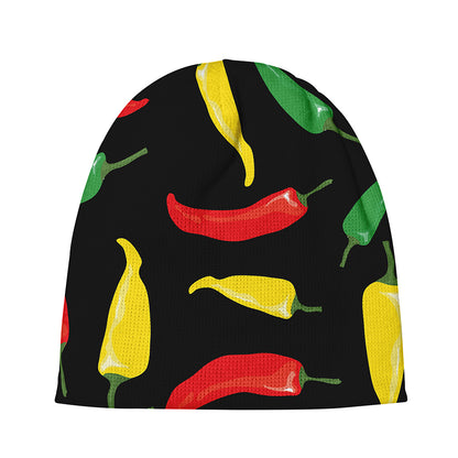 Colorful Chili Peppers Pattern Print Beanie