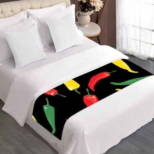Colorful Chili Peppers Pattern Print Bed Runner