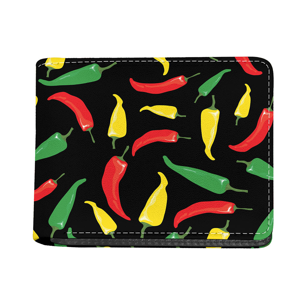 Colorful Chili Peppers Pattern Print Bifold Wallet