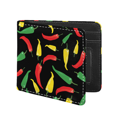 Colorful Chili Peppers Pattern Print Bifold Wallet