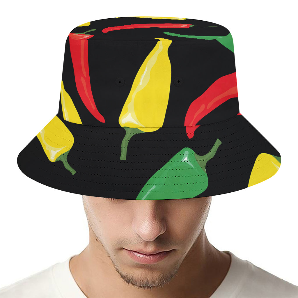 Colorful Chili Peppers Pattern Print Bucket Hat
