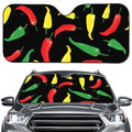 Colorful Chili Peppers Pattern Print Car Windshield Sun Shade