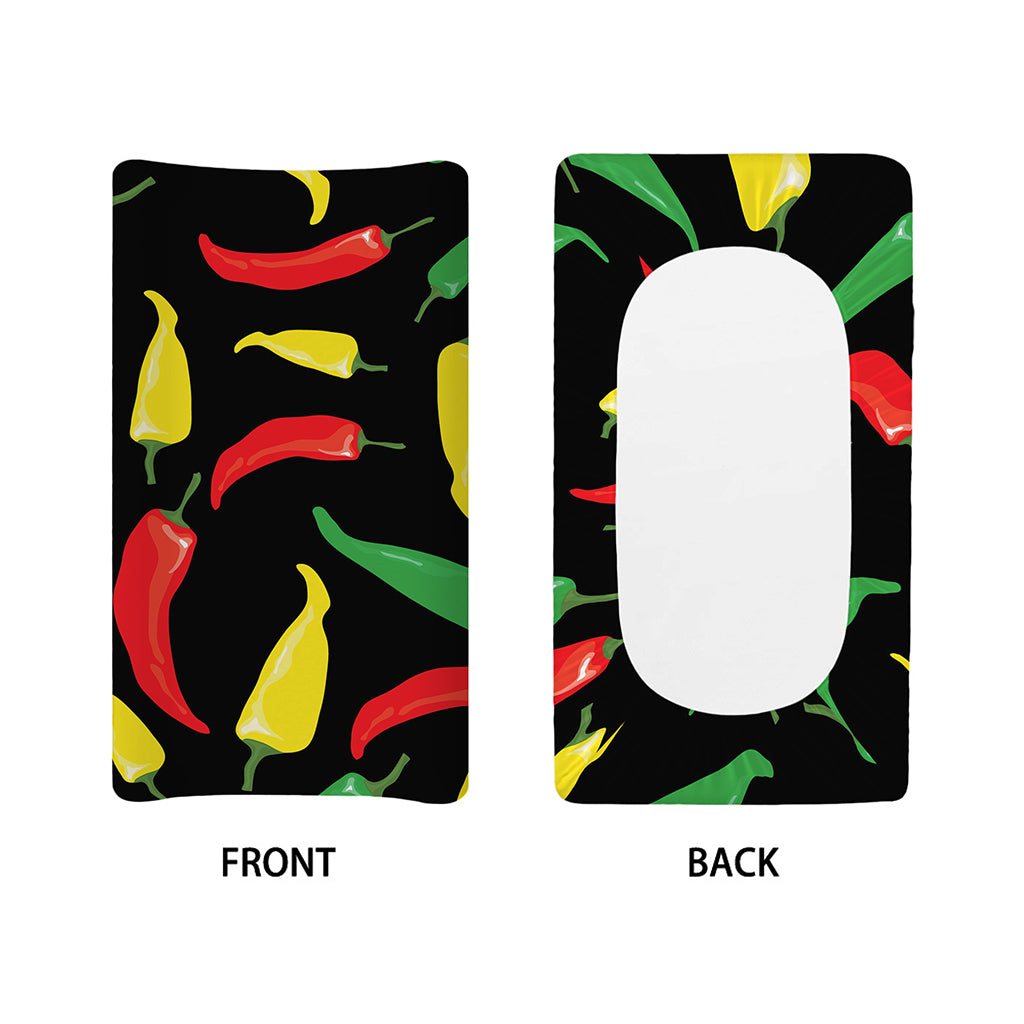 Colorful Chili Peppers Pattern Print Changing Pad Cover