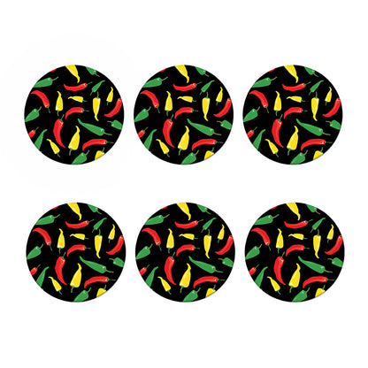 Colorful Chili Peppers Pattern Print Coaster Set