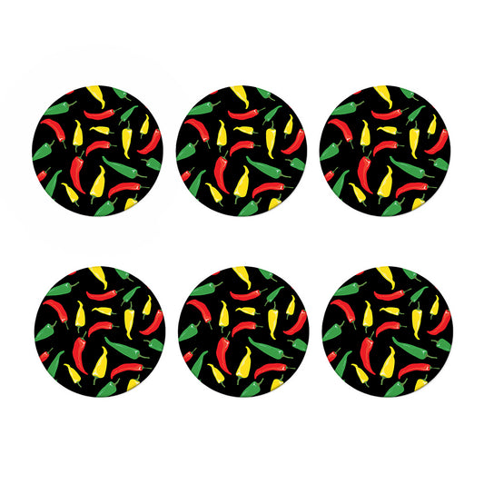 Colorful Chili Peppers Pattern Print Coaster Set