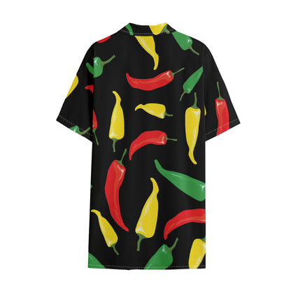 Colorful Chili Peppers Pattern Print Cotton Hawaiian Shirt