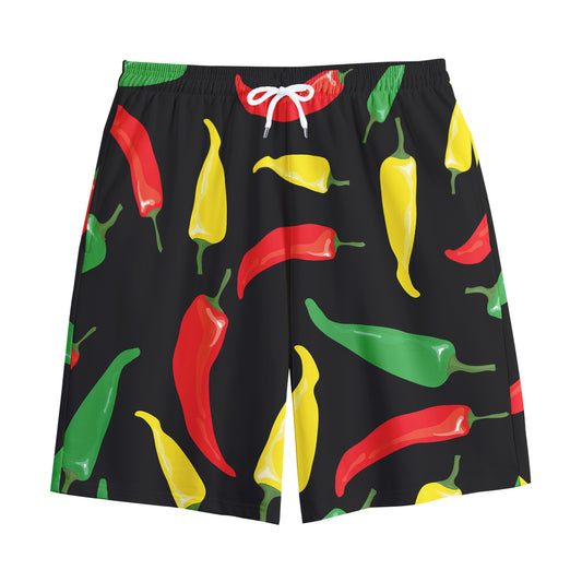 Colorful Chili Peppers Pattern Print Cotton Shorts
