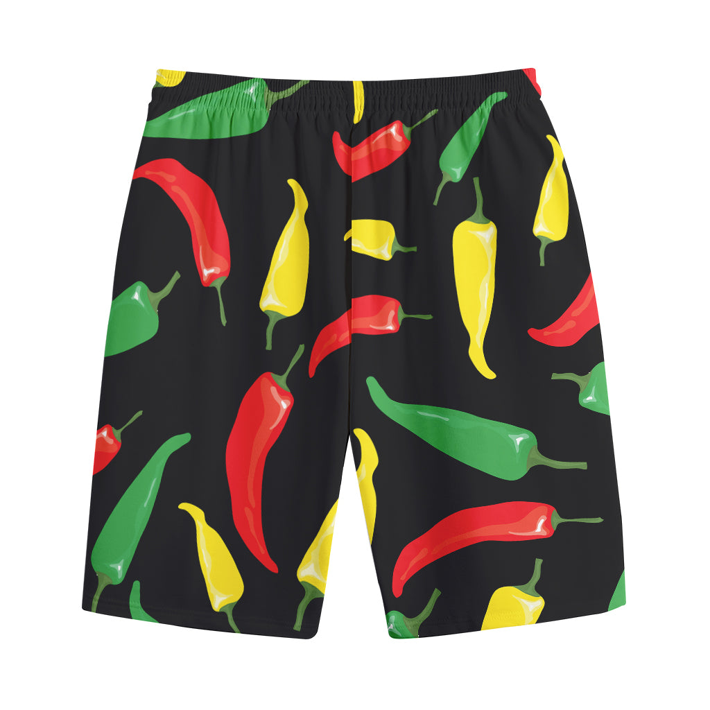 Colorful Chili Peppers Pattern Print Cotton Shorts