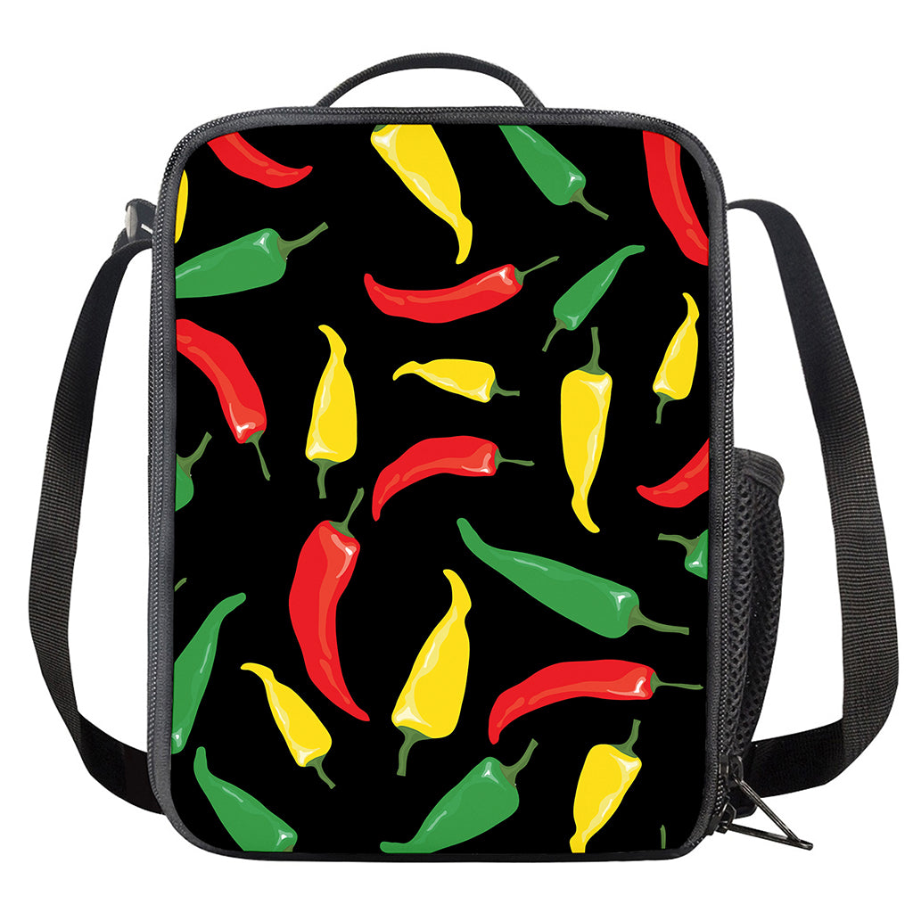 Colorful Chili Peppers Pattern Print Crossbody Lunch Bag