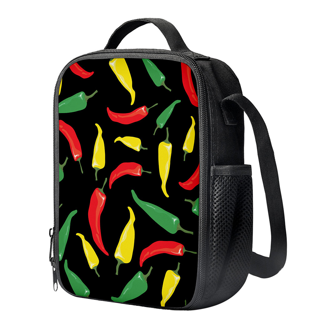 Colorful Chili Peppers Pattern Print Crossbody Lunch Bag