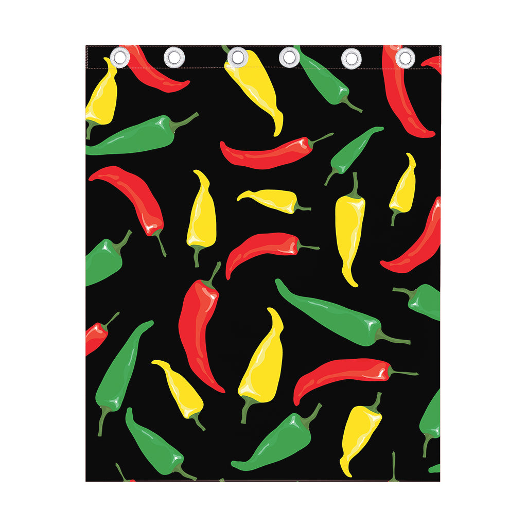 Colorful Chili Peppers Pattern Print Curtain