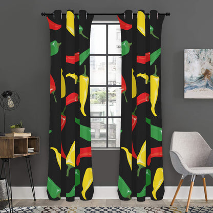 Colorful Chili Peppers Pattern Print Curtain
