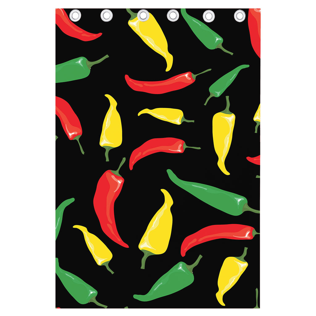 Colorful Chili Peppers Pattern Print Curtain