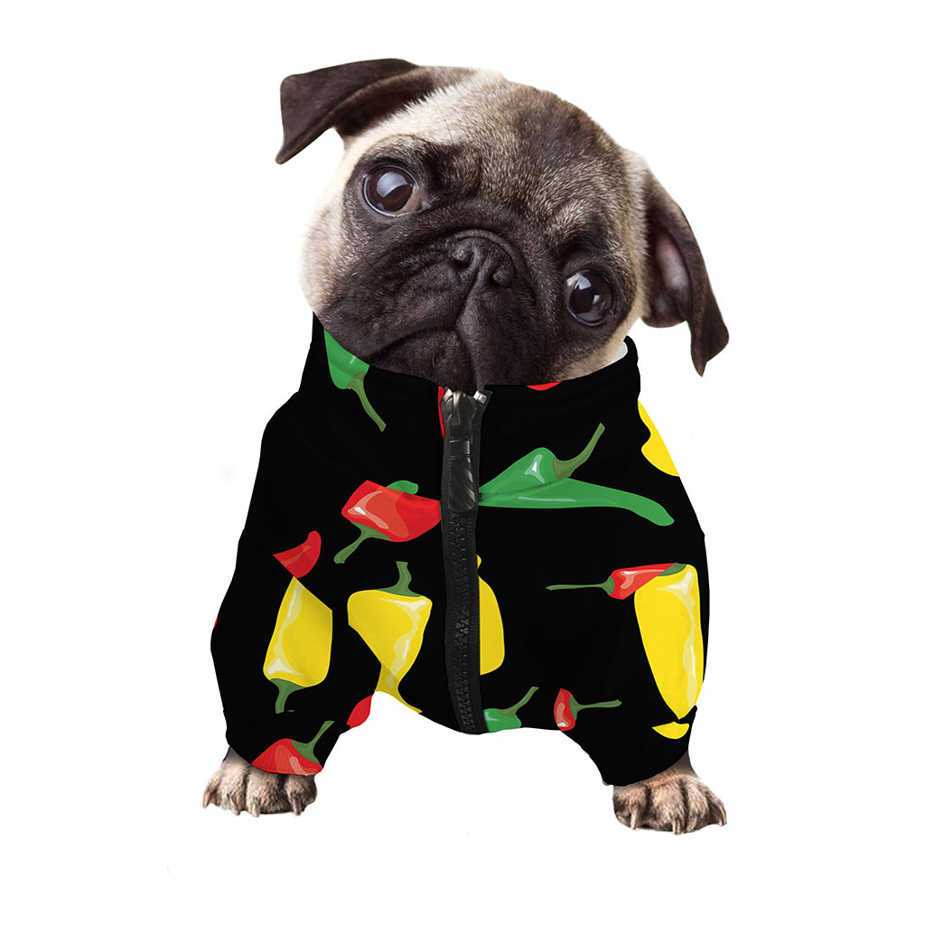 Colorful Chili Peppers Pattern Print Dog Zip Up Jacket
