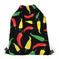 Colorful Chili Peppers Pattern Print Drawstring Bag