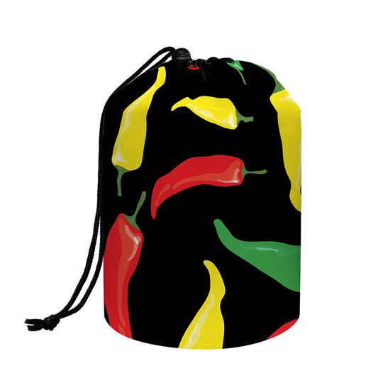 Colorful Chili Peppers Pattern Print Drawstring Makeup Bag