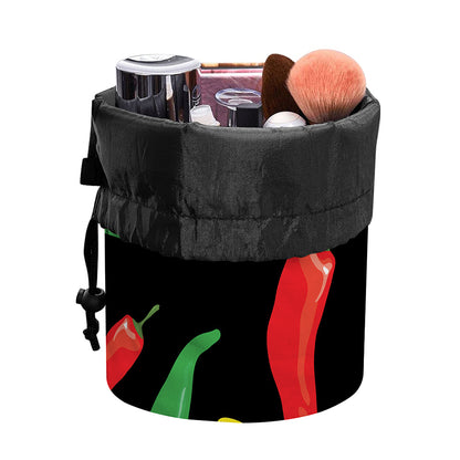Colorful Chili Peppers Pattern Print Drawstring Makeup Bag