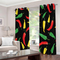 Colorful Chili Peppers Pattern Print Extra Wide Grommet Curtains
