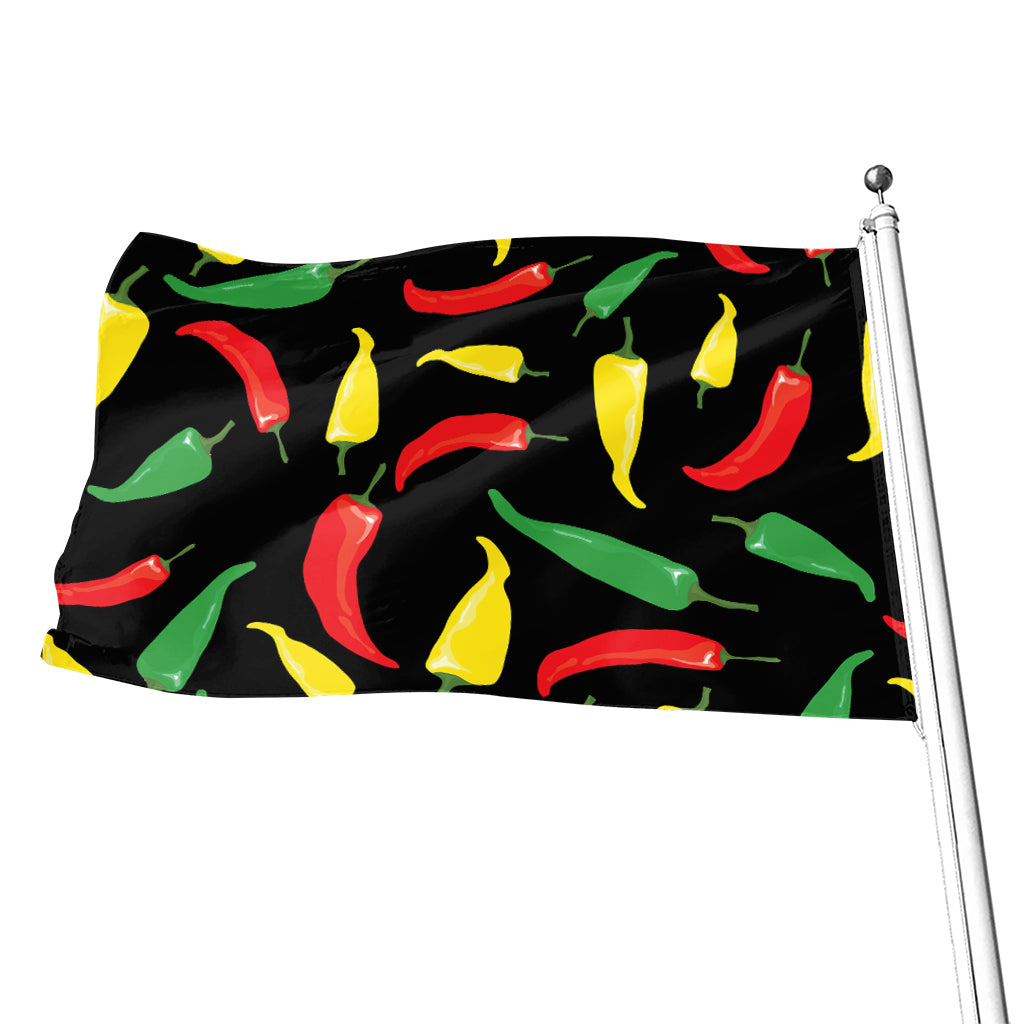 Colorful Chili Peppers Pattern Print Flag