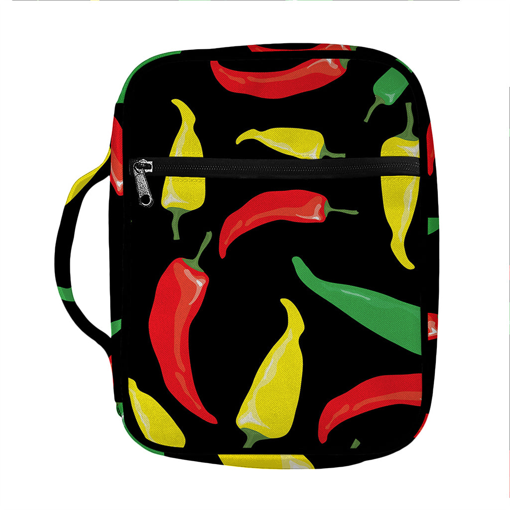 Colorful Chili Peppers Pattern Print Front Pocket Bible Bag