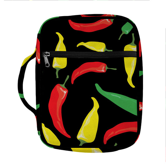 Colorful Chili Peppers Pattern Print Front Pocket Bible Bag