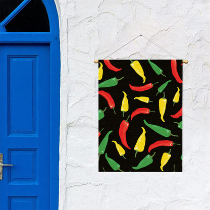 Colorful Chili Peppers Pattern Print Garden Flag